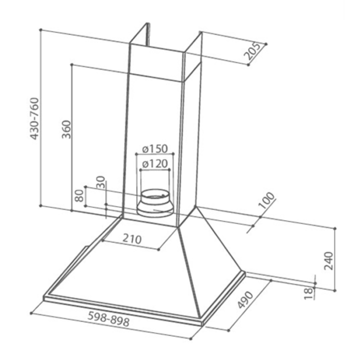⁦فابرا سينسيز شفاط هرمي 60 سم -1100185421⁩ - الصورة ⁦2⁩