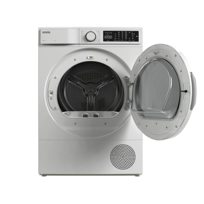 ⁦مجفف ملابس فيستل 8 كيلو, 15 برنامج , لون ابيض, صنع في تركيا TDH8SPT3⁩ - الصورة ⁦2⁩