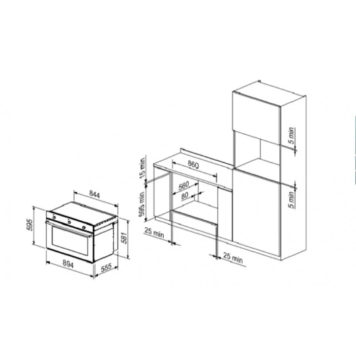 ⁦كتشن لاين فرن بلت ان لاكتورا 60*90 كهرباء 9 وظائف ديجيتال 2 مروحة ،FE9VV092EXN.B00.K⁩ - الصورة ⁦2⁩