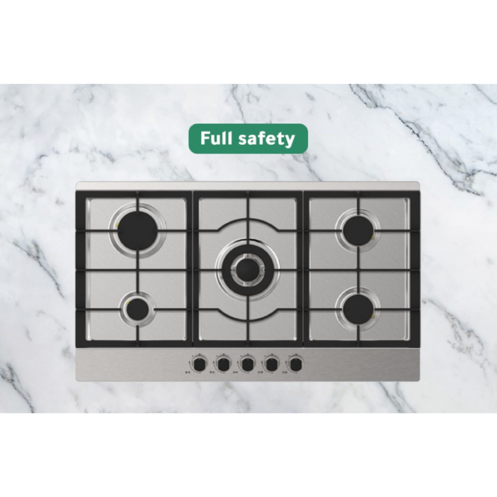 ⁦ميديا سطح غاز بلت ان، 5 عين، 90 سم، اشعال ذاتي، ستيل - 90-SQ005⁩ - الصورة ⁦2⁩