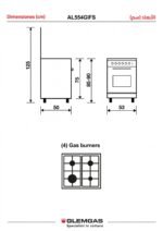 ⁦فرن جليم جاز 50×53 سم – 4 شعلات غاز – أمان تام – ستيل – AL554GIFS⁩ - الصورة ⁦7⁩