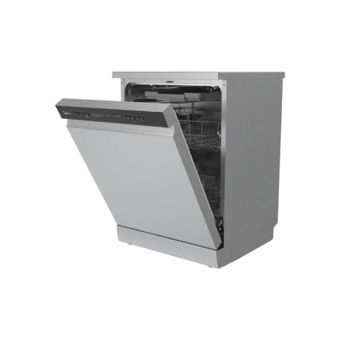 ⁦ميديا غسالة صحون 14 مكان – 10 برامج، 3 أرفف، واي فاي، فتح باب تلقائي، لون فضي – WQP14W5233CS⁩ - الصورة ⁦2⁩