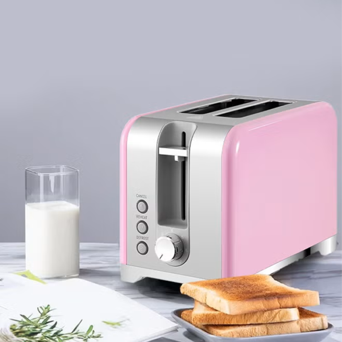 ⁦محمصة خبز مزدوجة من الستانلس ستيل – 930 واط – لون وردي – موديل 800104014⁩ - الصورة ⁦5⁩