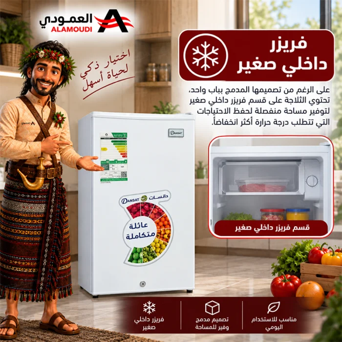 ⁦ثلاجة دانسات باب واحد 2.9 قدم 83 لتر مع فريزر داخلي أبيض – DNFS140R22⁩ - الصورة ⁦4⁩