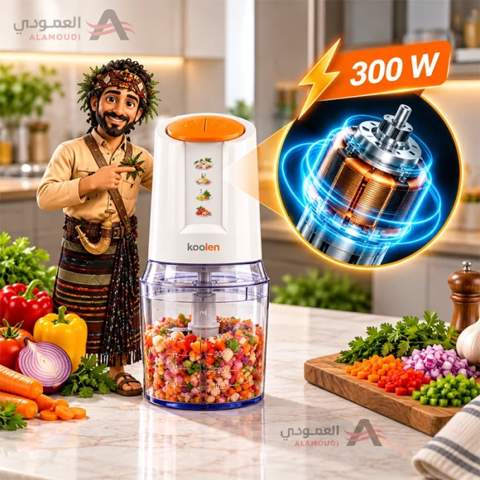 ⁦قطاعة خضروات كولن 300 واط – سعة 500 مل – سرعتان – شفرات ستانلس ستيل قابلة للإزالة – أبيض – 801109001⁩ - الصورة ⁦3⁩