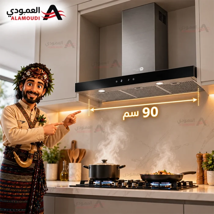 ⁦شفاط كتشن لاين 90 سم كاب أسود – تحكم باللمس – تربو – فلتر كربون – CAPIX/F/90⁩ - الصورة ⁦3⁩