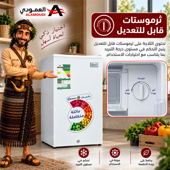 ⁦ثلاجة دانسات باب واحد 2.9 قدم 83 لتر مع فريزر داخلي أبيض – DNFS140R22⁩ - الصورة ⁦5⁩