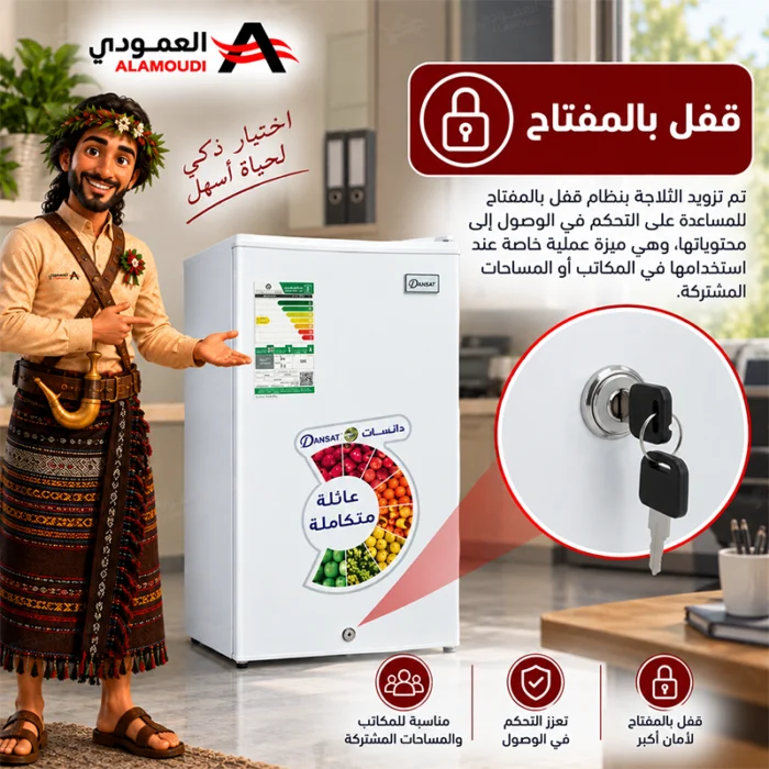 ⁦ثلاجة دانسات باب واحد 2.9 قدم 83 لتر مع فريزر داخلي أبيض – DNFS140R22⁩ - الصورة ⁦6⁩