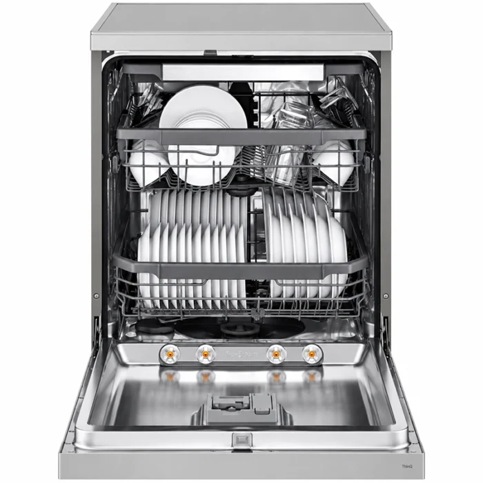 ⁦غسالة صحون إل جي 14 مكان، 10 برامج، QuadWash، TrueSteam، ThinQ Wi-Fi، انفرتر، فضي بلاتيني – DFC435FP⁩ - الصورة ⁦4⁩