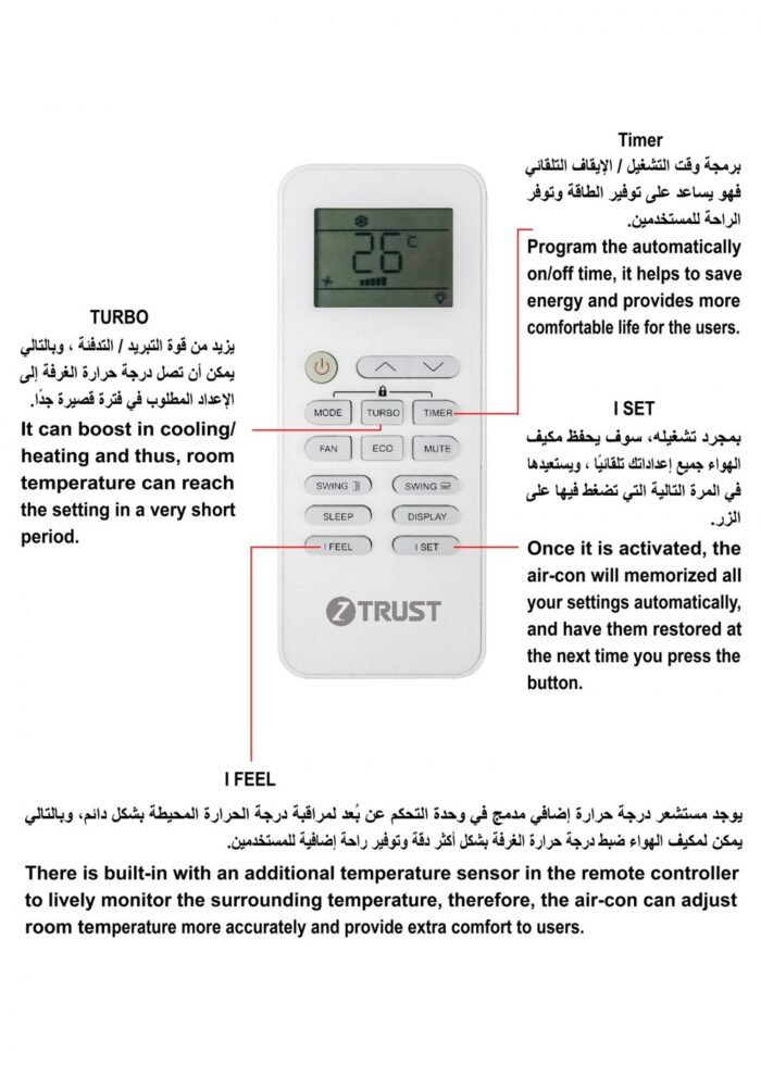 ⁦مكيف ز.ترست ايليت جداري 22900 وحدة ، انفرتر ، بارد⁩ - الصورة ⁦2⁩