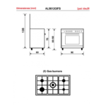 ⁦جليم غاز فرن غاز 60*90، 5 عين، امان كامل، ايطالي، استيل -AL9612GIFS⁩ - الصورة ⁦9⁩