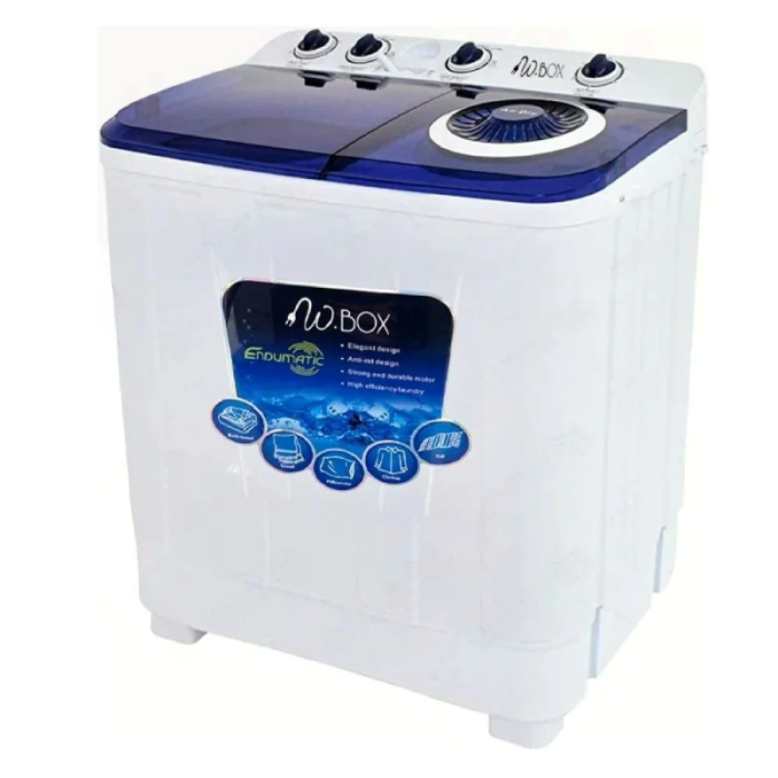 ⁦دبليوبوكس غسالة ملابس بحوضين  سعة 13 كجم،غطاء  ازرق -لون ابيض-KWM1213⁩ - الصورة ⁦3⁩