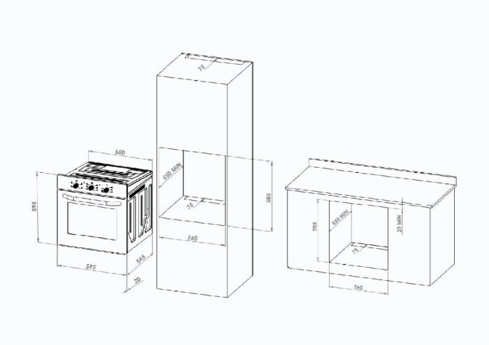 ⁦كتشن لاين فرن بلت ان كهربائي ، 66 لتر 6 وظائف  60 سم- KL60EM6F⁩ - الصورة ⁦3⁩