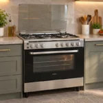 ⁦فرن فيستل Vestel غاز 90 × 60 سم 5 شعلات 114 لتر أمان كامل شواية ،مروحة توزيع الحرارة وسيخ دوار ستيل – FG9E5086NX⁩ - الصورة ⁦4⁩