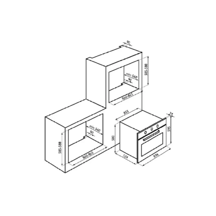 ⁦لاكتورفرن بلت ان  مقاس 90 كهرباء  , 9 وظائف , ديجتال كريستال اسود  , صنع في ايطاليا - FE9VV092EG⁩ - الصورة ⁦2⁩