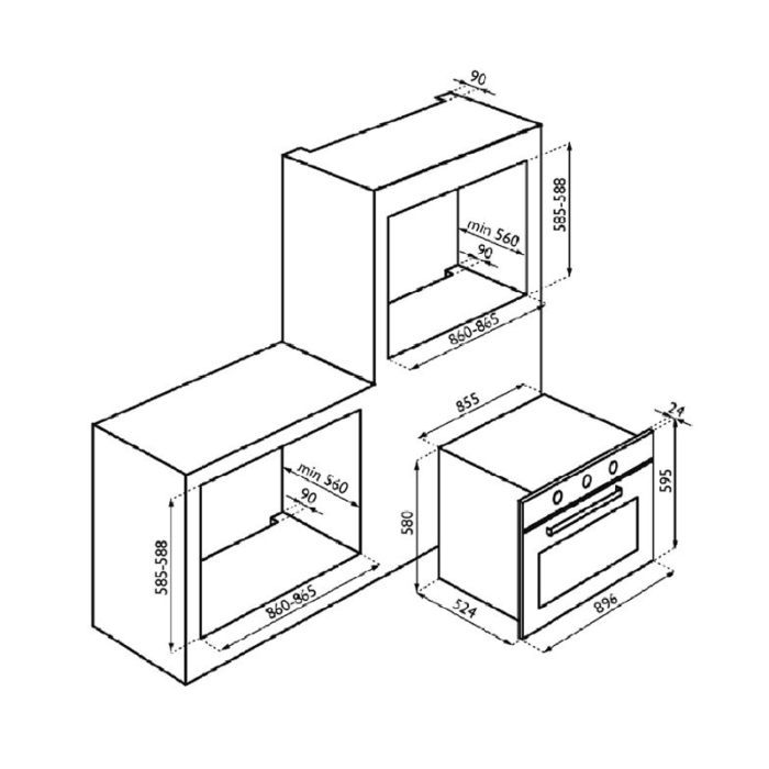 ⁦كيتشن لاين فرن بلت إن كهرباء - 90 سم - 6 وظائف - استانلس استيل - FE9V063AXN⁩ - الصورة ⁦3⁩