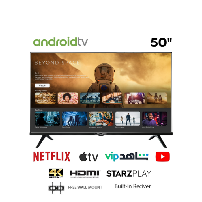 ⁦شاشة GVC 50 بوصة – سمارت، دقة 4K UHD، نظام تشغيل Android 14، رسيفر داخلي مدمج⁩ - الصورة ⁦3⁩
