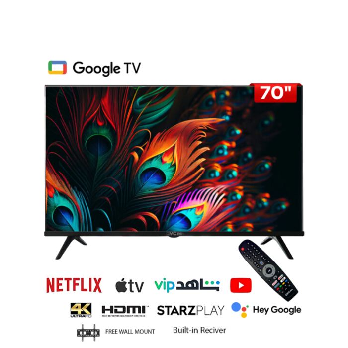 ⁦شاشة GVC برو 70 بوصة – سمارت، دقة 4K فائقة، نظام Google TV، رسيفر داخلي، موديل GVC-70G58200⁩ - الصورة ⁦3⁩