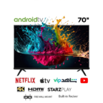 ⁦شاشة GVC برو 70 بوصة – سمارت، دقة 4K فائقة الوضوح، نظام أندرويد، لون أسود، موديل GVC-70TUS5200⁩ - الصورة ⁦3⁩