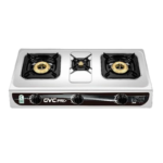 جي في سي طباخ مسطح غاز 3 شعلات، تحكم بدرجات الحرارة، فضي - GVGS-7113