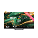 شاشة هاير 55 بوصة بدقة 4k يو اتش دي سمارت QLED نظام تشغيل Google TV موديل H55S80FUX