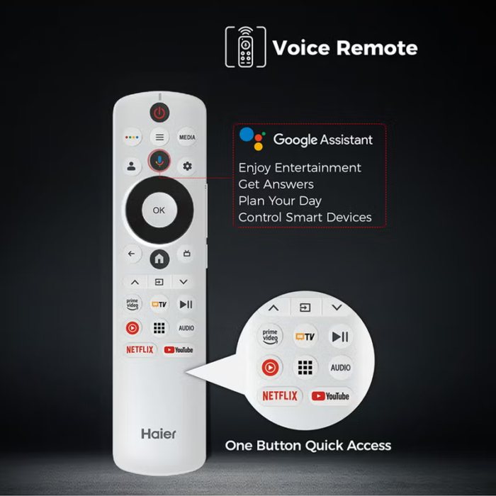 ⁦شاشة هاير 65 بوصة بدقة 4k يو اتش دي سمارت QLED نظام تشغيل Google TV موديل H65S80FUX⁩ - الصورة ⁦7⁩