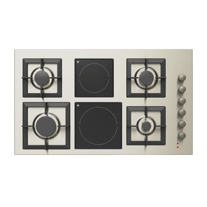 ⁦كيتشن لاين سطح 90سم ايطالي - 4 شعلات غاز + 2 شعلة كهرباء سيراميك - شبك منفصل هيفي ديوتي  - J5022⁩ - الصورة ⁦3⁩