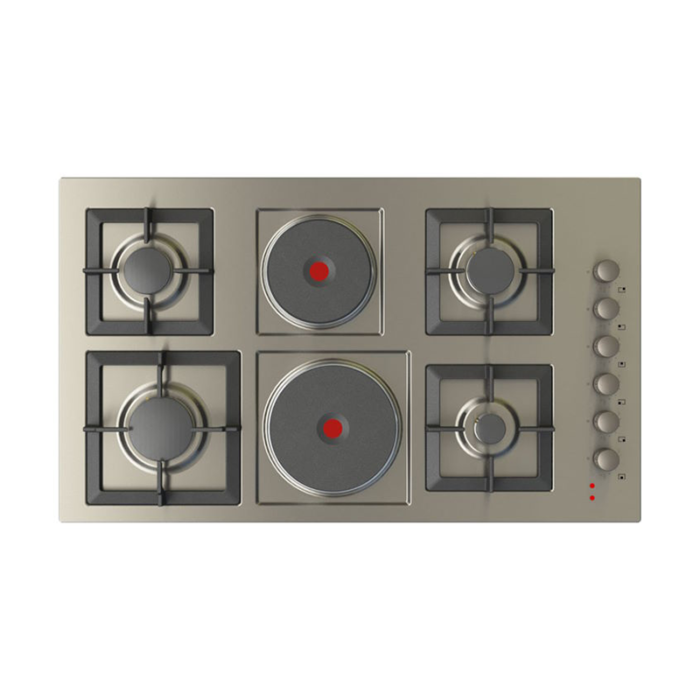 ⁦كيتشن لاين مسطح 90سم 4 عين غاز شبك منفصل ثقيل  + 2 عين كهرباء حجر -JE4008M⁩ - الصورة ⁦2⁩