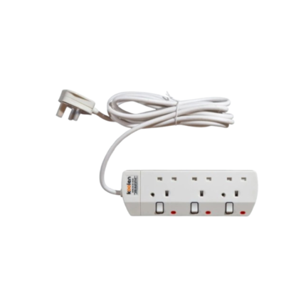 301100001 كولن توصيلة كهرباء 3 مخارج، كابل 3 متر، لون أبيض