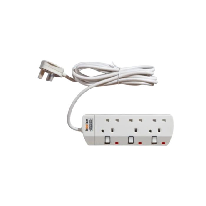 ⁦301100001 كولن توصيلة كهرباء 3 مخارج، كابل 3 متر، لون أبيض⁩ - الصورة ⁦2⁩