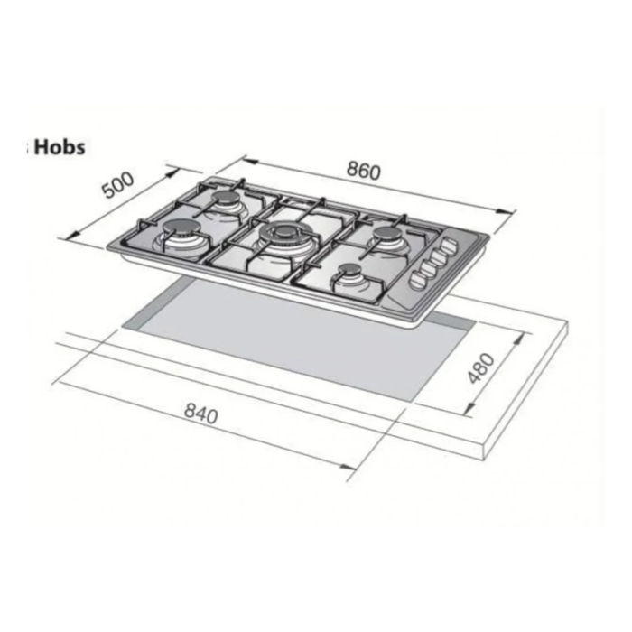 ⁦كتشن لاين سطح غاز  شبك خفيف ، مفاتيح امامية ايطالي، 90 سم 5 عيون، KLQ905VTAV⁩ - الصورة ⁦5⁩
