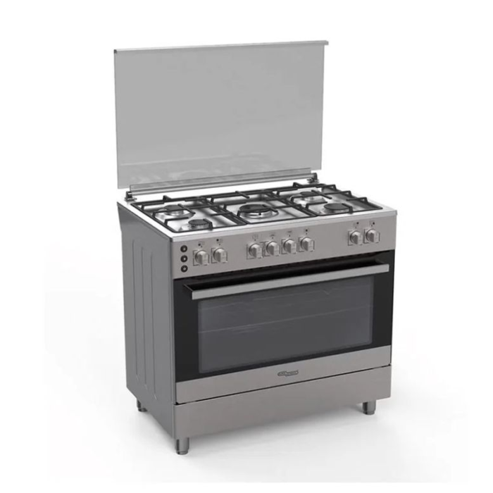 ⁦فرن غاز سوبر جنرال 5 عيون مع مروحة وإضاءة داخلية استيل مقاس 60×90 سم – KSGC9901FS⁩ - الصورة ⁦3⁩