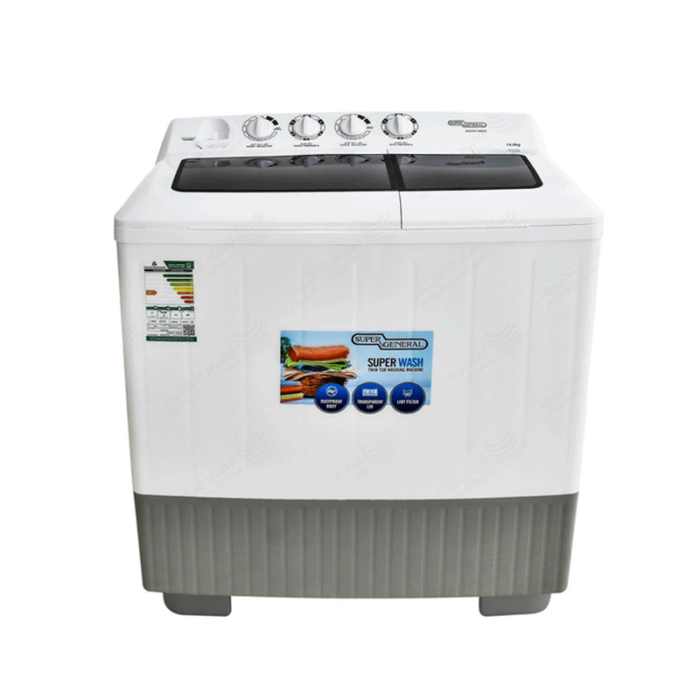 ⁦سوبر جنرال غسالة حوضين – سعة 10 كجم – لون أبيض – KSGW1086N⁩ - الصورة ⁦2⁩