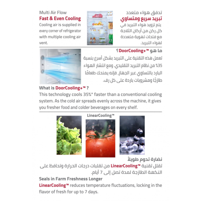 ⁦ال جي ثلاجة 20.9 قدم ، 590 لتر،انفيرتر ، واي فاي ، فضي -LT22HBHSIN⁩ - الصورة ⁦8⁩