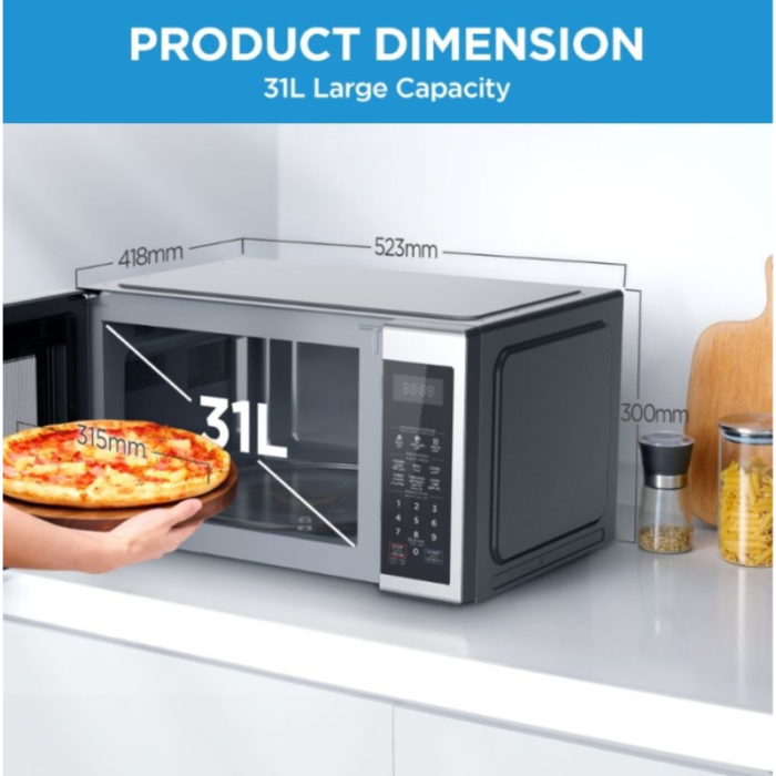 ⁦ميديا ميكرويف الكهربائي مع شواية – 31 لتر – 1000 واط – فضي - EG131BS⁩ - الصورة ⁦2⁩