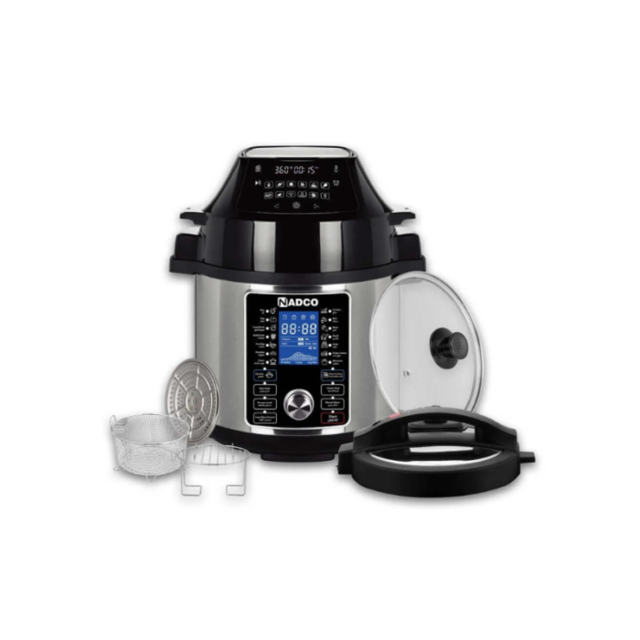 ⁦نادكو – قدر ضغط متعدد الوظائف 5 في 1 مع مقلاة هوائية، سعة 6 لتر – أسود/فضي – NC-621AFC⁩ - الصورة ⁦3⁩