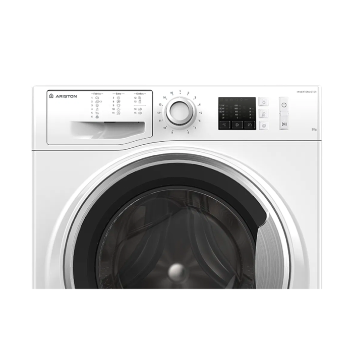 ⁦غسالة ملابس أريستون تحميل أمامي - 8 كجم - 14 برنامج - أبيض - NM10823WS60HZ⁩ - الصورة ⁦3⁩