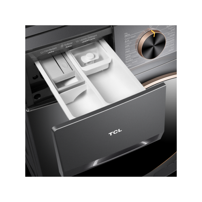 ⁦تي سي ال غسالة منزلية اتوماتيك تعبئة امامية 8 كجم، تعقيم حراري، انفرتر، فضي - P608FLG⁩ - الصورة ⁦6⁩