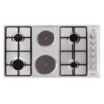 جليم غاز سطح بلت ان 6 شعلات 90 سم, 4 عين غاز+2عين كهرباء, 3500 واط, صمام أمان للعيون, استيل - P9LVCI