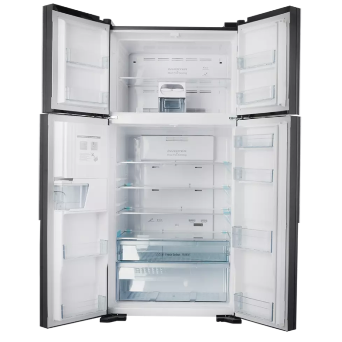 ⁦هيتاشي ثلاجة أربع أبواب، 19.1 قدم، إنفرتر، تبريد مزدوج، فلتر ثلاثي، 4 أوضاع تخزين،مبرد مياه ، لون أسود زجاجي – R-W660PS7GBK⁩ - الصورة ⁦8⁩