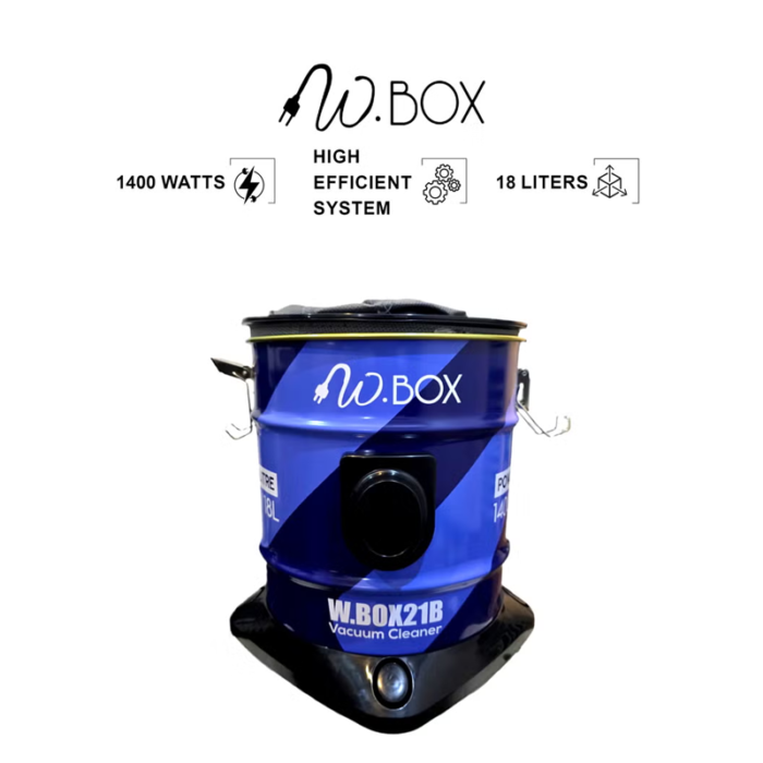 ⁦مكنسة برميل دبليو بوكس سعة 18 لتر، 1400 واط، أسود وأزرق – RM-DVC18A⁩ - الصورة ⁦3⁩