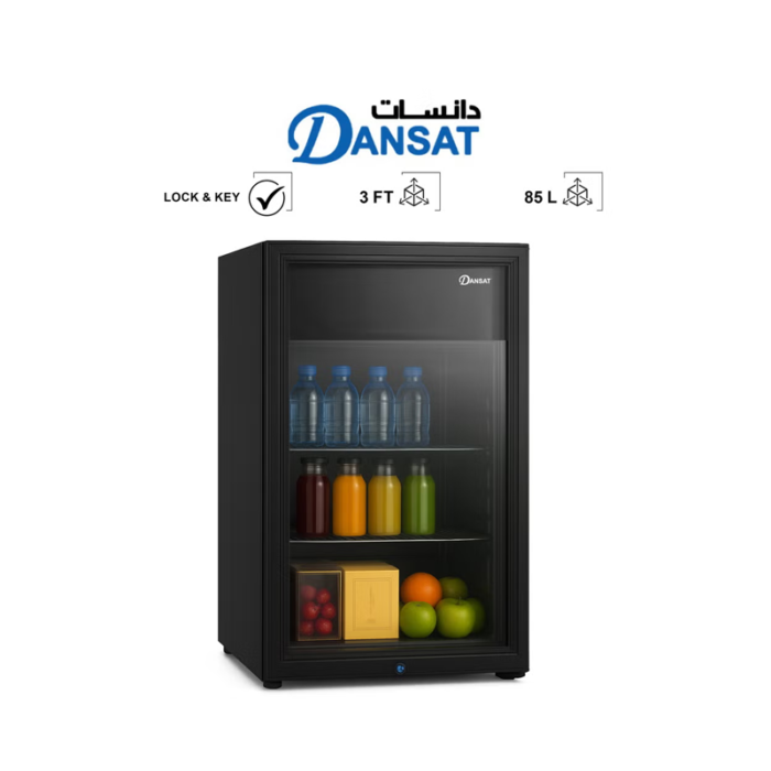 ⁦ثلاجة دانسات عرض باب واحد – 3 قدم³ – 85 لتر – 3 أرفف – أسود – DAN230SC⁩ - الصورة ⁦4⁩