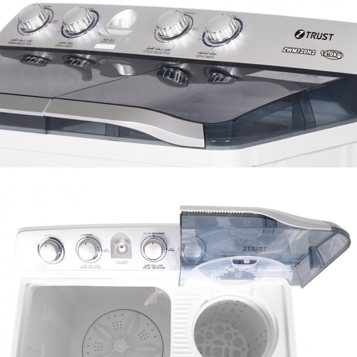 ⁦ز.ترست غسالة حوضين، 12كيلو-غسيل ، 7كيلو-تجفيف -لون ابيض-ZWM120N2⁩ - الصورة ⁦7⁩