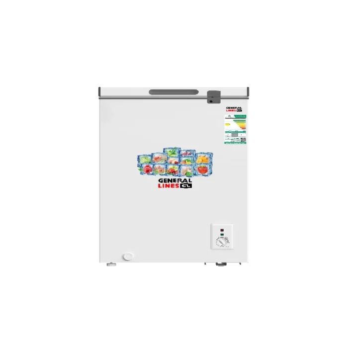 ⁦جنرال لاينز فريزر و ثلاجة 2 في 1  ،  5 مستويات للتجميد و التبريد ، تبريد رباعي الإتجاهات 142 لتر - 5.1 قدم ابيض GLCF151D⁩ - الصورة ⁦1⁩