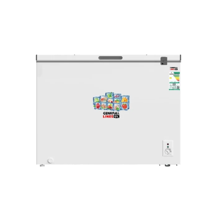 ⁦جنرال لاينز فريزر و ثلاجة 2 في 1  ،  5 مستويات للتجميد و التبريد ، تبريد رباعي الإتجاهات 254 لتر - 8.9 قدم ابيض GLCF256D⁩ - الصورة ⁦1⁩