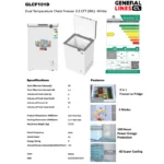 جنرال لاينز فريزر و ثلاجة 2 في 1 ، 5 مستويات للتجميد و التبريد ، تبريد رباعي الإتجاهات 99 لتر - 3.5 قدم ابيض GLCF101D - الصورة 3