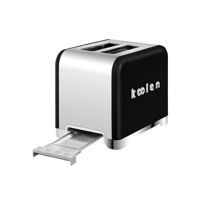 ⁦محمصة خبز مزدوجة من الستانلس ستيل – 930 واط – لون أسود فخم موديل 800104016⁩ - الصورة ⁦4⁩