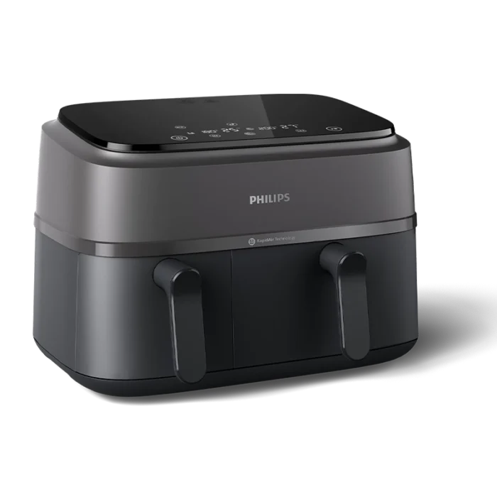⁦مقلاة هوائية  فيليبس 2 درج ، شاشة لمس ، 8 إعدادات مسبقة ، 2750 واط سعة 9 لتر ، اتصال هوم اي دي  لون أسود NA35009⁩ - الصورة ⁦3⁩