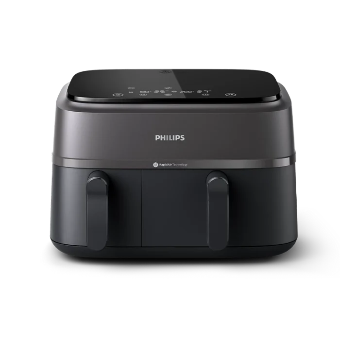 ⁦مقلاة هوائية  فيليبس 2 درج ، شاشة لمس ، 8 إعدادات مسبقة ، 2750 واط سعة 9 لتر ، اتصال هوم اي دي  لون أسود NA35009⁩ - الصورة ⁦1⁩