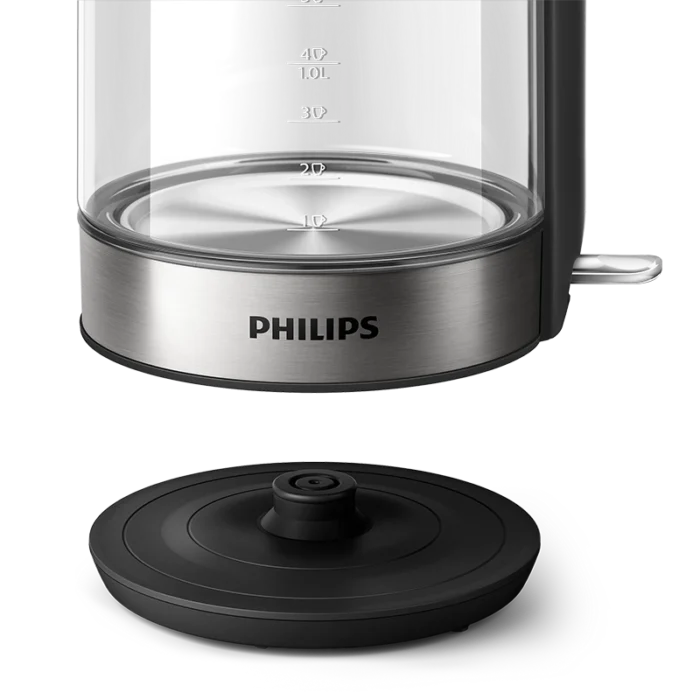 ⁦غلاية مياه فيليبس 2200 واط ،زجاج، ، سعة 1.7 لتر ، قاعدة دوارة 360 درجة ، وحدة التحكم من Strix ، فلتر قابل للإزالة ، فتحة لتخزين السلك  HD933981⁩ - الصورة ⁦4⁩